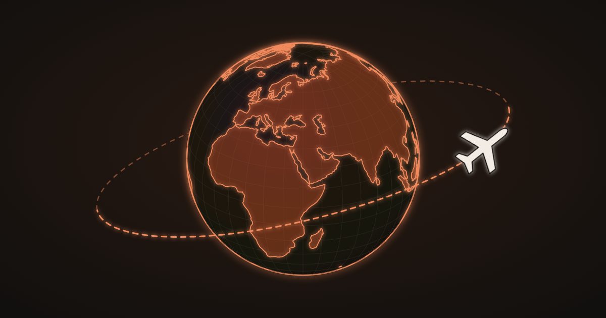 An airplane flying around the world